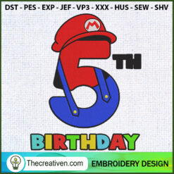 5th Birthday Mario Bros Embr Embroidery Design