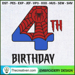 4th Birthday Spider-man Birt Embroidery Design