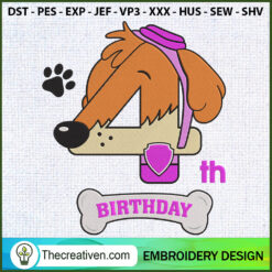 4th Birthday Paw Patrol Skye Embroidery Design