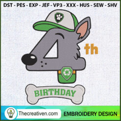 4th Birthday Rocky Paw Patro Embroidery Design