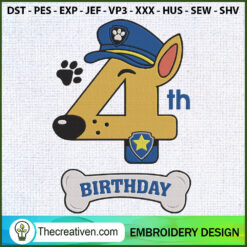 4th Birthday Police Car Chas Embroidery Design