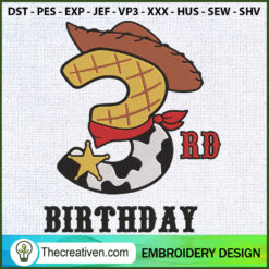 3rd Birthday Woody Toy Story Embroidery Design