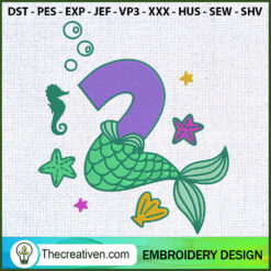 2nd Birthday Little Mermaid  Embroidery Design
