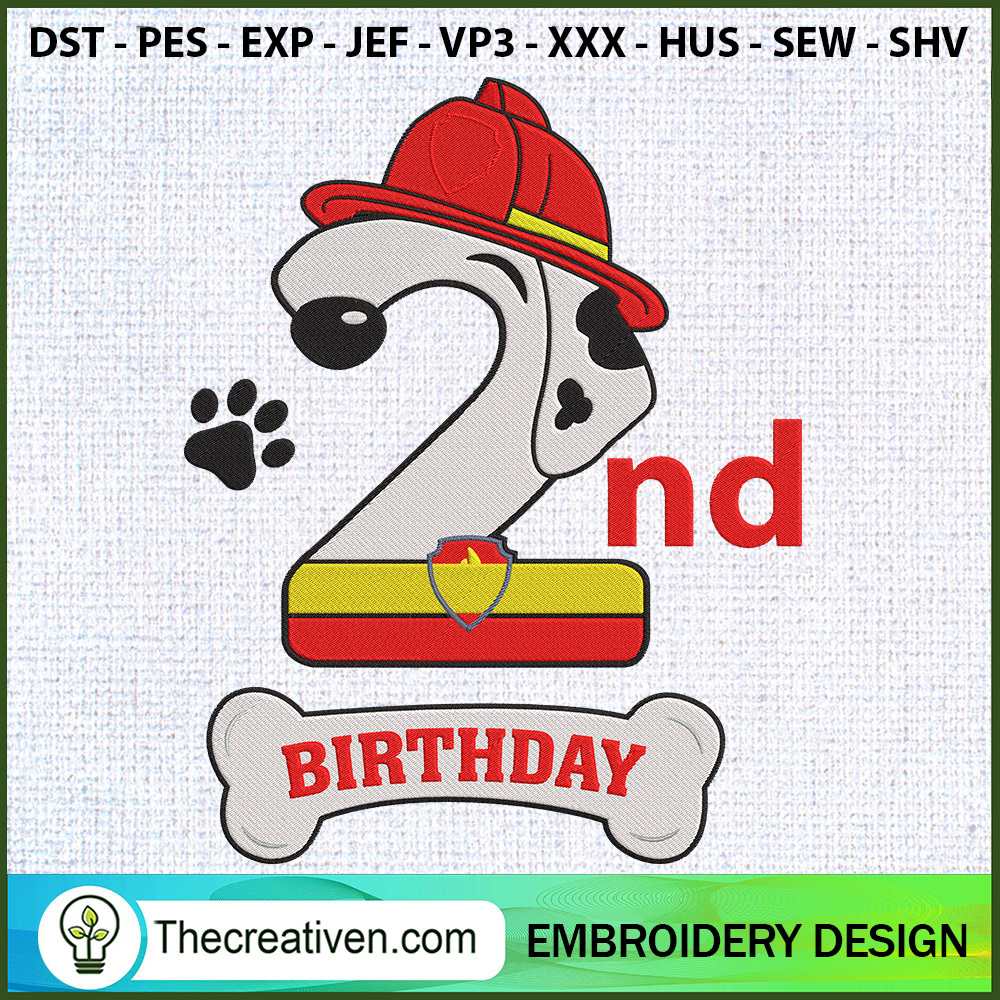2nd Birthday Paw Patrol Embr Embroidery Design 1 2nd Birthday Paw Patrol Embr Embroidery Design
