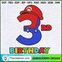 3rd Birthday Mario Bros Embr Embroidery Design