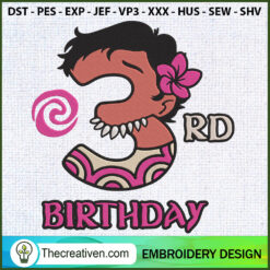3rd Birthday Moana Embroider Embroidery Design