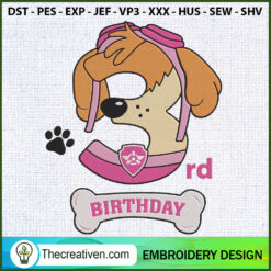 3rd Birthday Paw Patrol Skye Embroidery Design