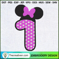 Happy Birthday 1st Minnie Mo Embroidery Design