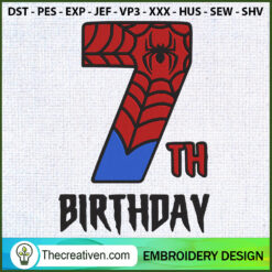 Happy Birthday 7th Spider Ma Embroidery Design