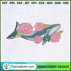 Floral Whale Embroidery Designs Embroidery Design – Digital Download