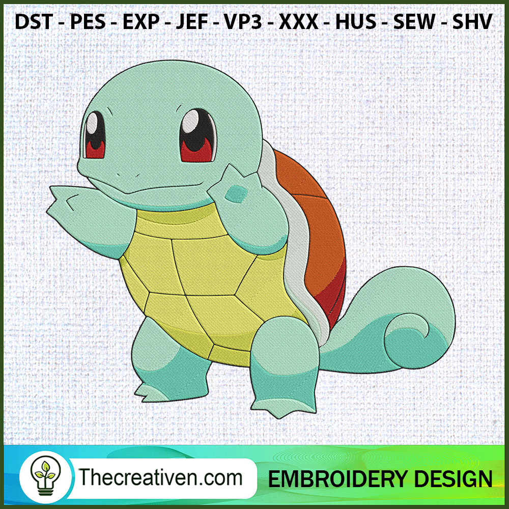 Squirtle Pokemon Embroidery Embroidery Design 1 Squirtle Pokemon Embroidery Embroidery Design