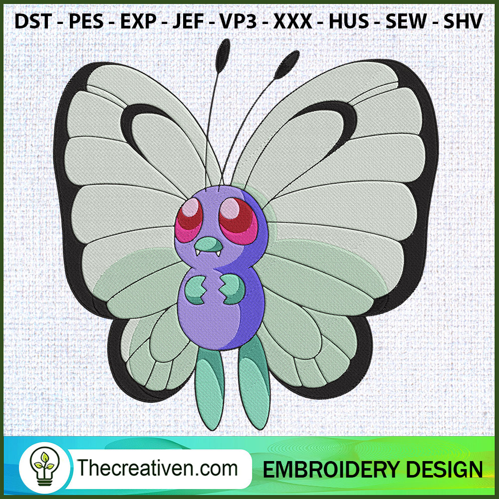 Butterfree Pokemon Embroider Embroidery Design 1 Butterfree Pokemon Embroider Embroidery Design