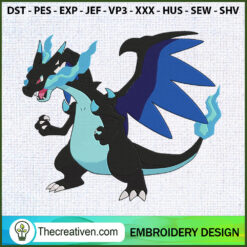 Mega Charizard Ice Pokemon E Embroidery Design