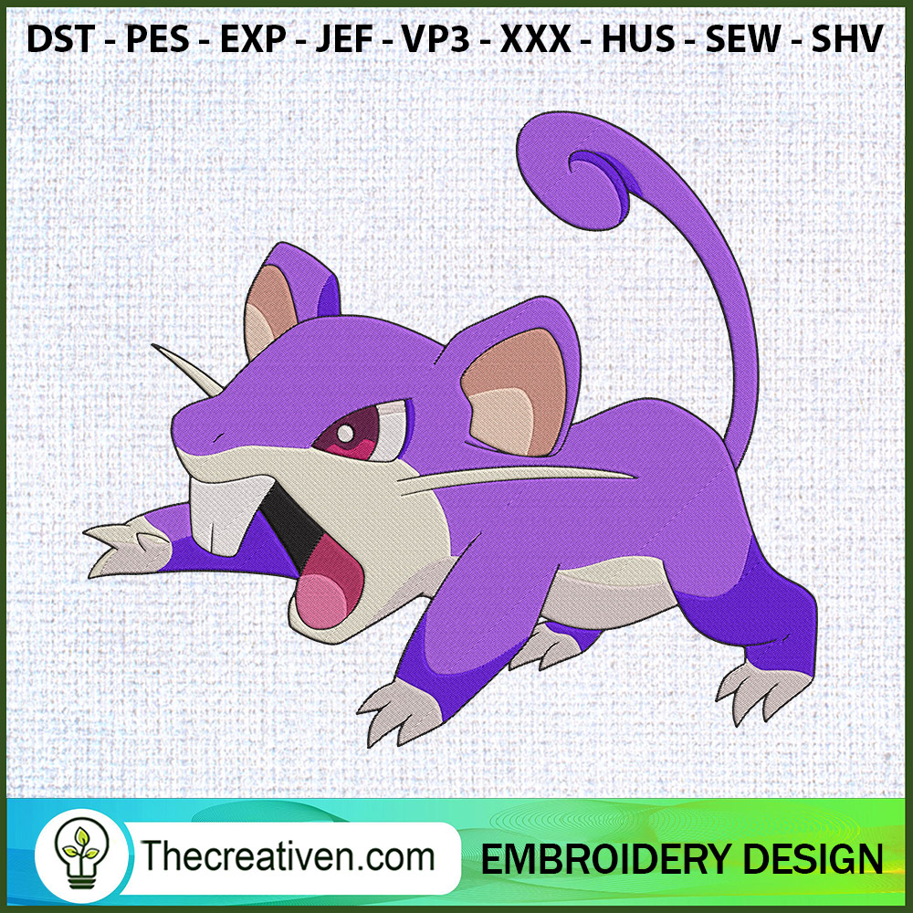 Rattata Male Pokemon Embroid Embroidery Design 1 Rattata Male Pokemon Embroid Embroidery Design