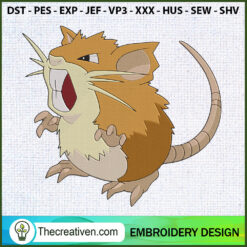Raticate Male Pokemon Embroi Embroidery Design