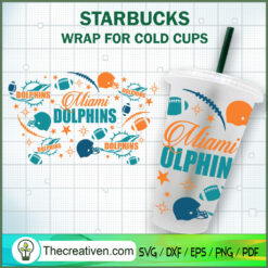 24OZ No Hole Miami Dolphins  SVG Cut File for Cricut