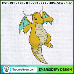 Dragonite Pokemon Embroidery Embroidery Design