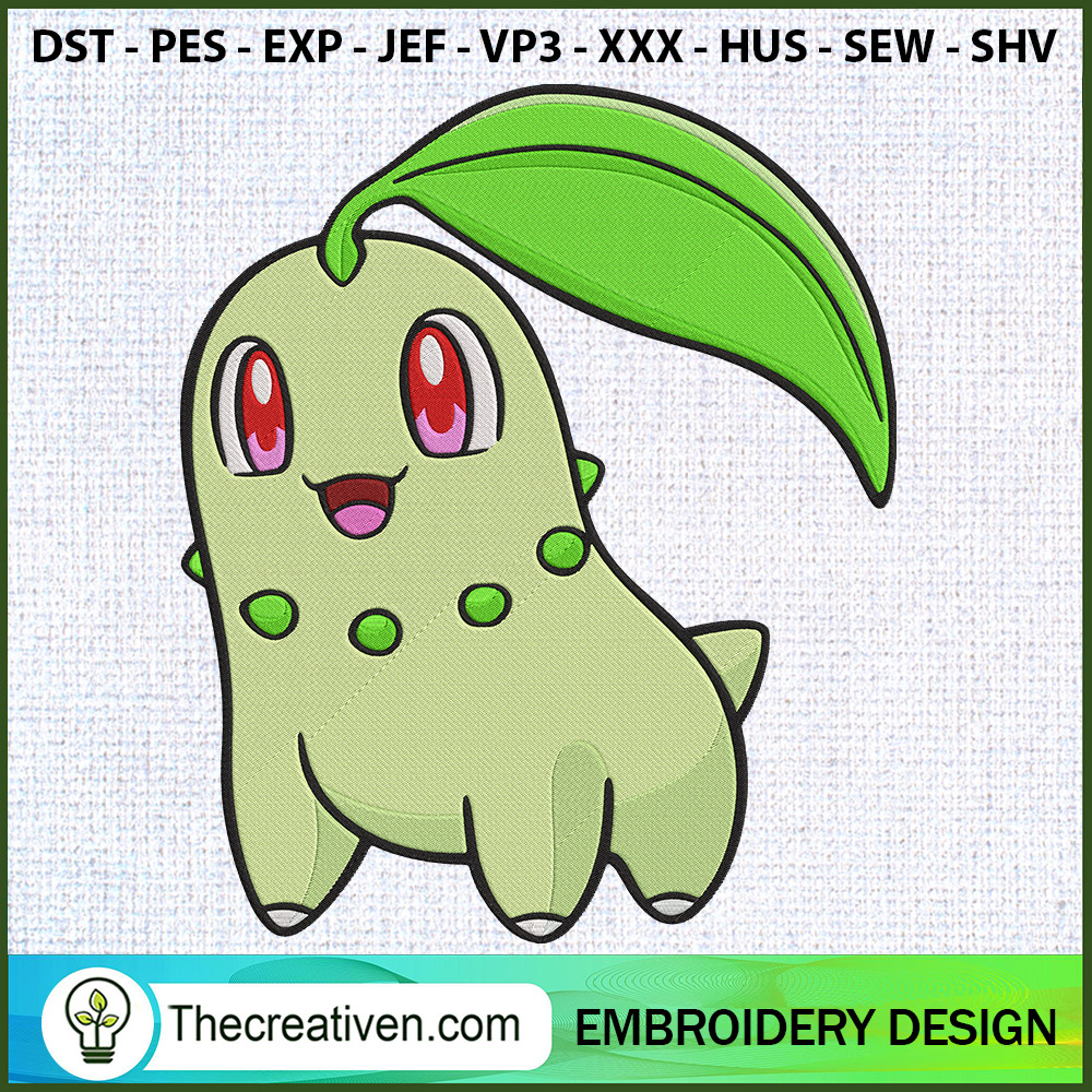Chikorita Pokemon Embroidery Embroidery Design 1 Chikorita Pokemon Embroidery Embroidery Design