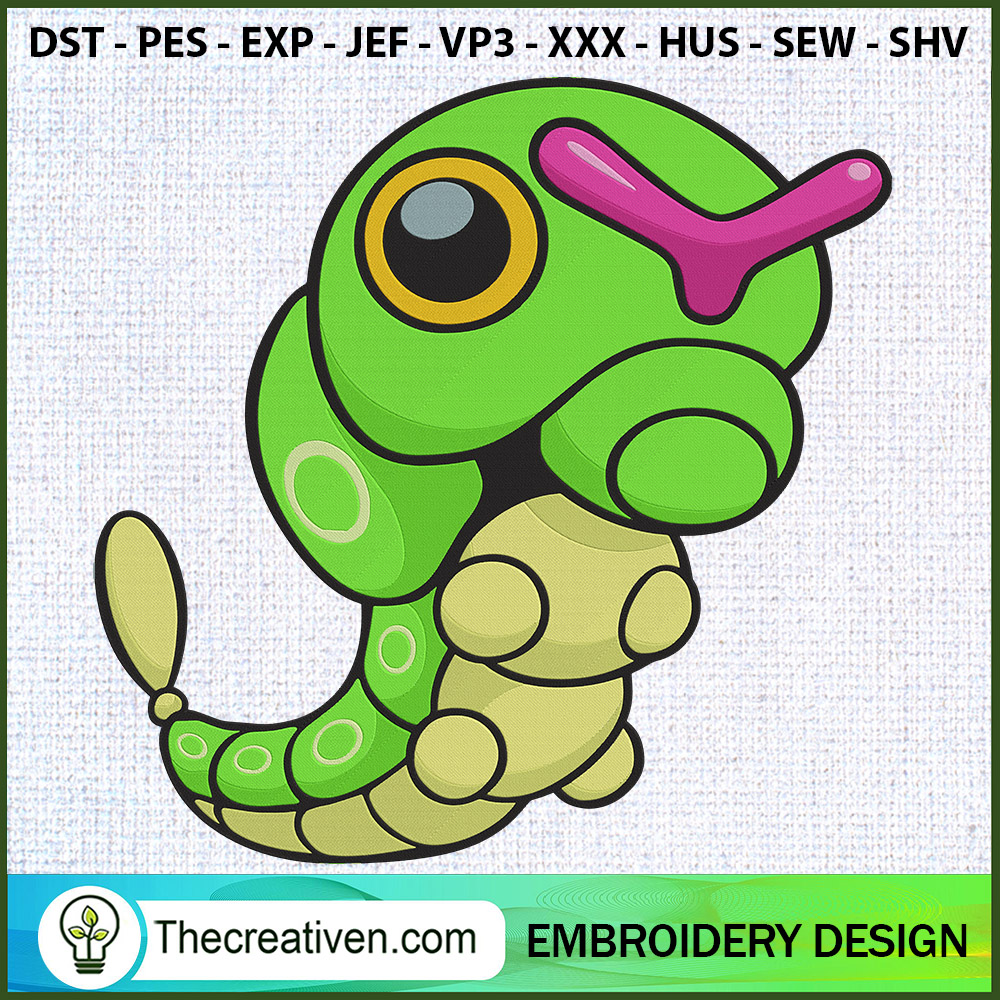 Caterpie Pokemon Embroidery Embroidery Design 1 Caterpie Pokemon Embroidery Embroidery Design
