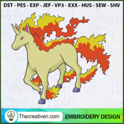 Rapidash Pokemon Embroidery  Embroidery Design