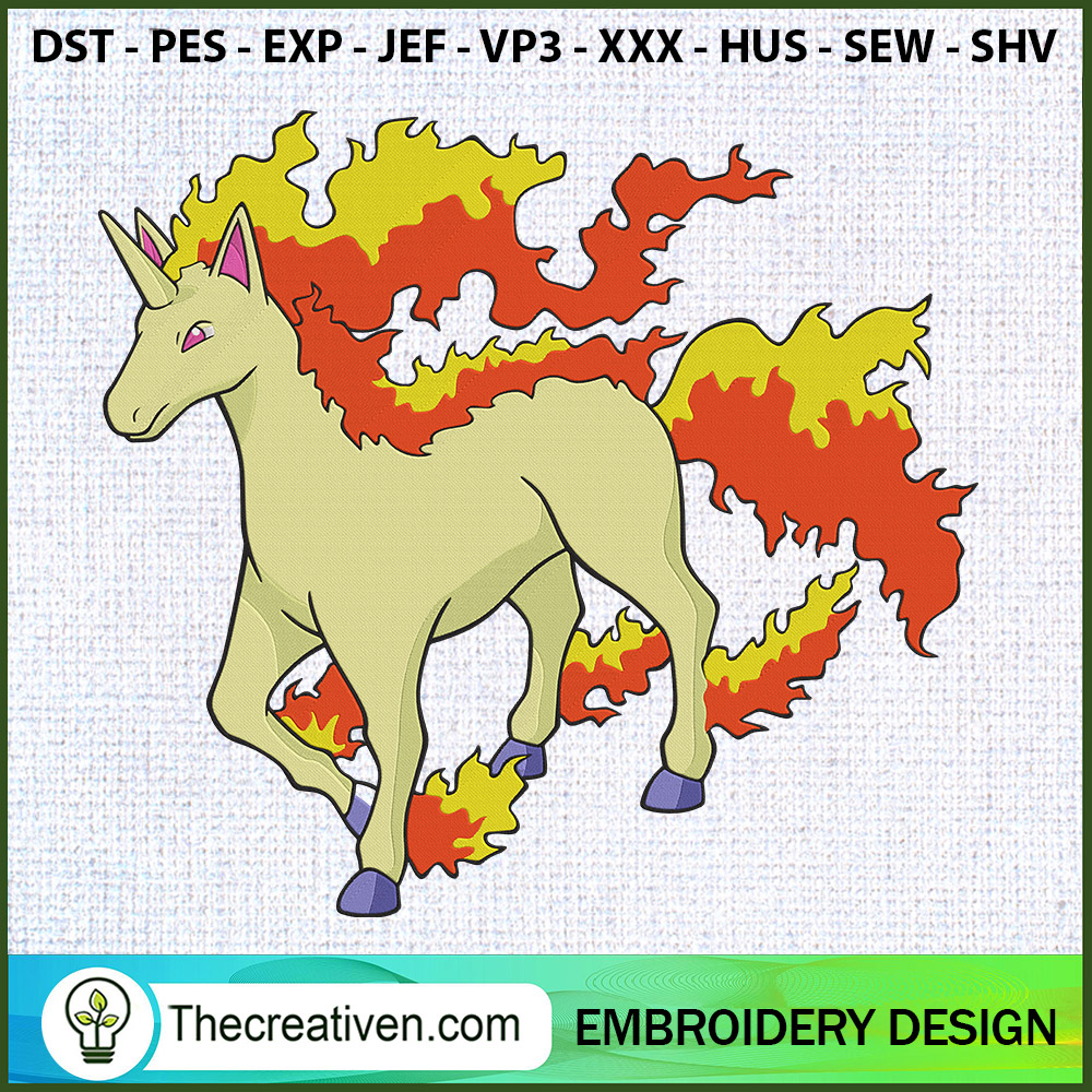 Rapidash Pokemon Embroidery Embroidery Design 1 Rapidash Pokemon Embroidery Embroidery Design