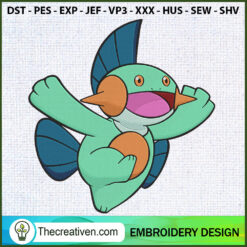 Marshtomp Pokemon Embroidery Embroidery Design