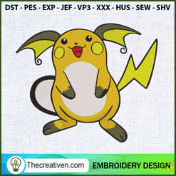 Funny Raichu Pokemon Embroid Embroidery Design