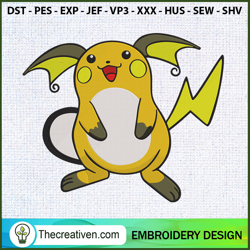 Funny Raichu Pokemon Embroid Embroidery Design 1 Funny Raichu Pokemon Embroid Embroidery Design