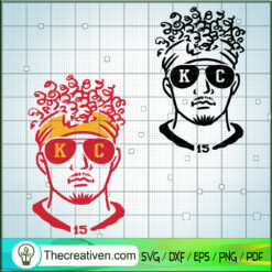 Patrick Mahomes Face Outline SVG, Mahomes SVG, Kansas City Chiefs SVG
