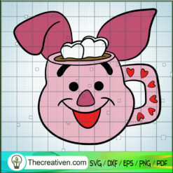 Piglet Valentines Day Cup SVG, Cute Piglet SVG, Love Piglet SVG