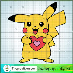 Pikachu Valentine Heart SVG, Pikachu SVG, Funny Valentines Day SVG