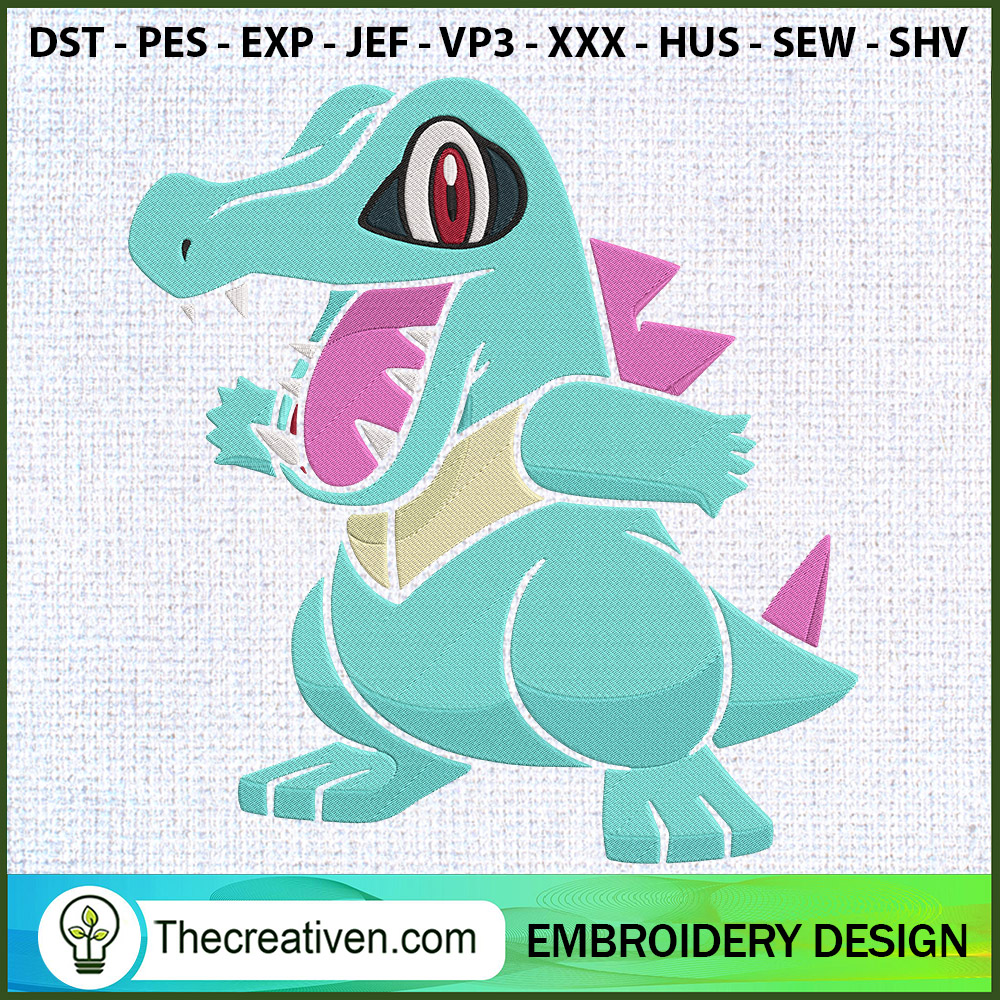 Totodile Pokemon Embroidery Embroidery Design 1 Totodile Pokemon Embroidery Embroidery Design