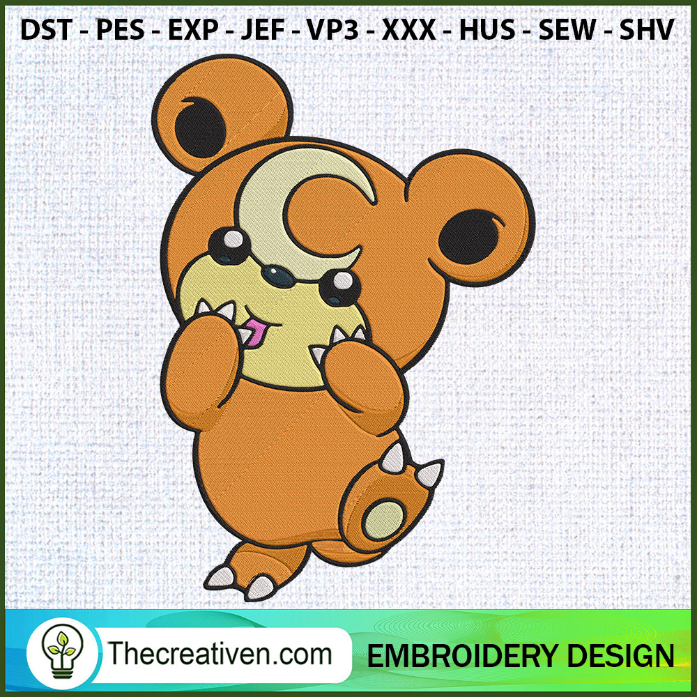Teddiursa Pokemon Embroidery Embroidery Design 1 Teddiursa Pokemon Embroidery Embroidery Design