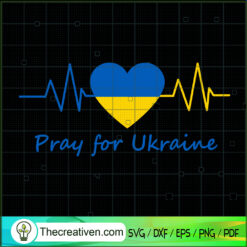 Pray For Ukraine Heartbeat SVG Cut File for Cricut & Silhouette