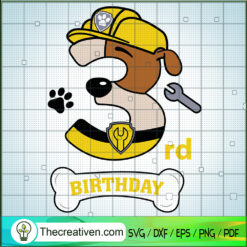 Rubble 3rd Birthday SVG, Paw Patrol SVG, Birthday Kids SVG
