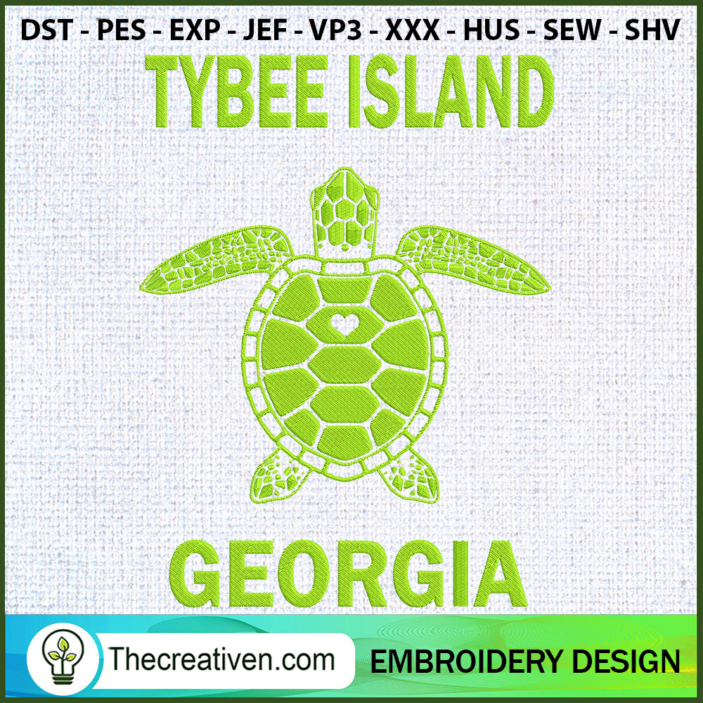 Tybee Island Georgia Turtle Embroidery Design 1 Tybee Island Georgia Turtle Embroidery Design