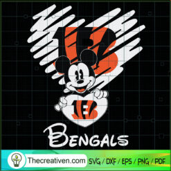 Cincinnati Bengals Mickey Heart SVG Cut File for Cricut & Silhouette