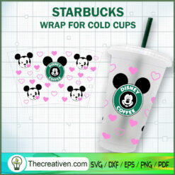 Pink Heart Mickey Starbucks  SVG Cut File for Cricut