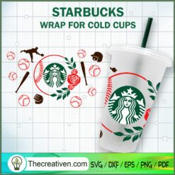 Baseball Floral Starbucks Co SVG Cut File for Cricut