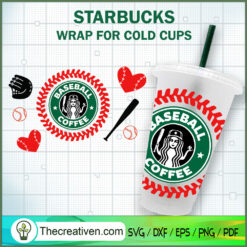 Baseball Heart Starbucks Cold Cup SVG Cut File for Cricut & Silhouette