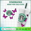 Pink Butterfly Starbucks Cold Cup SVG Cut File for Cri Design 84615