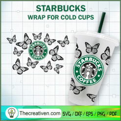 Outline Butterfly Starbucks  SVG Cut File for Cricut