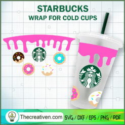 Pink Donut Starbucks Cold Cup SVG Cut File for Cricut & Silhouette