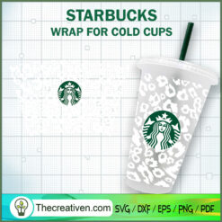 White Leopard Print Starbuck SVG Cut File for Cricut
