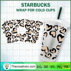 Heart Cheetah Print Starbuck SVG Cut File for Cricut Design 85503