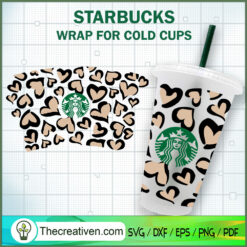 Heart Cheetah Print Starbuck SVG Cut File for Cricut Design 85504