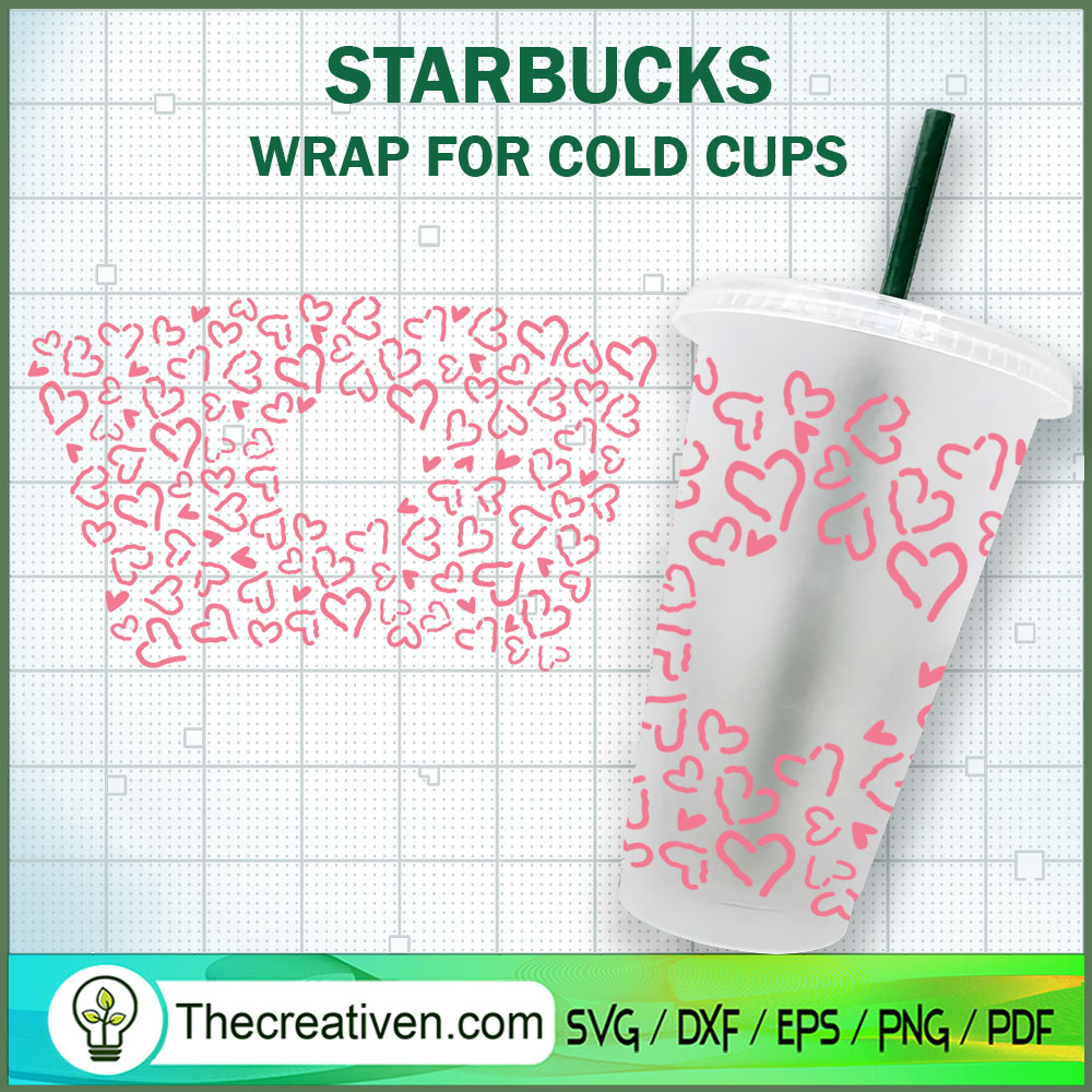 Pink Heart Starbucks Cold Cup SVG Cut File for Cricut & Silhouette 1 Pink Heart Starbucks Cold Cup SVG Cut File for Cricut & Silhouette