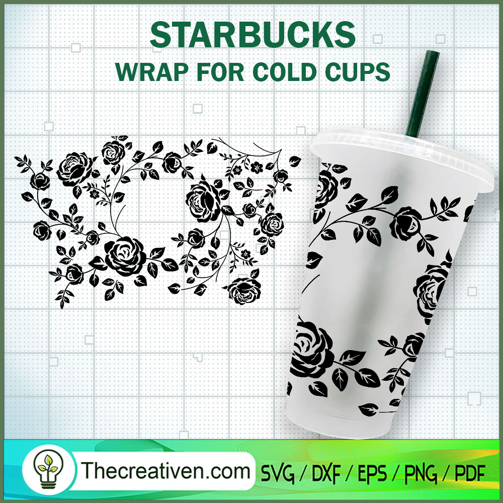 Rose Starbucks Cold Cup SVG Cut File for Cricut & Silhouette 1 Rose Starbucks Cold Cup SVG Cut File for Cricut & Silhouette