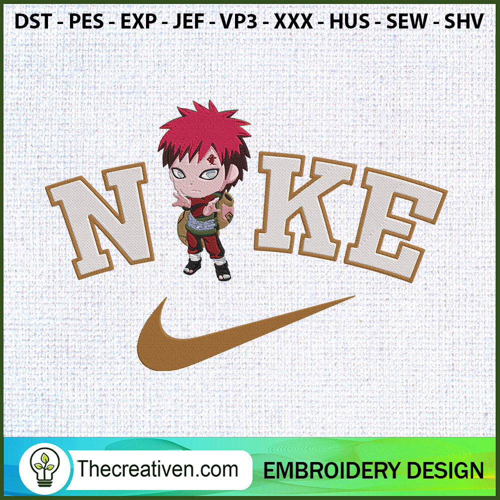 Nike Gaara Chibi Cute Attack Embroidery Design 1 Nike Gaara Chibi Cute Attack Embroidery Design
