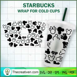 Seamless Mickey Mouse Starbu SVG Cut File for Cricut
